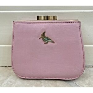 ONE ODD BIRD Pink Leather Kiss Lock Wallet Purse 4x3.5x1 Logo